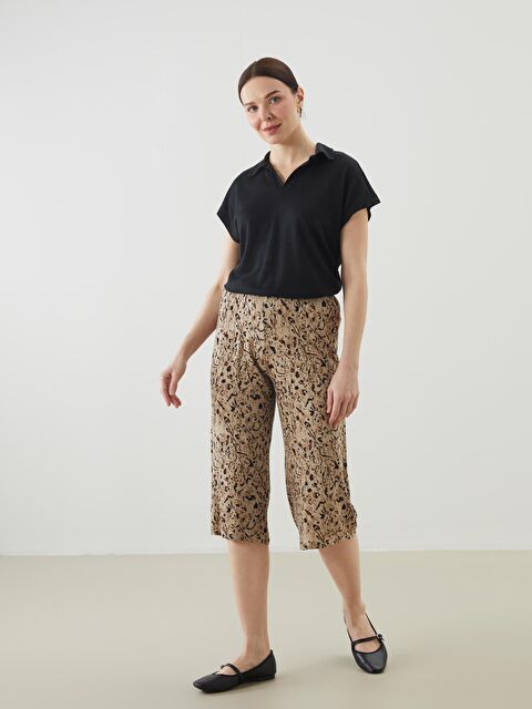 LCW Grace Серпімді белдік гүлді әйелдерге арналған капри - S5ED77Z8-LQA