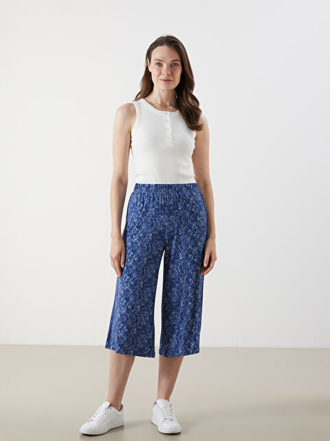 LCW Grace Beli Lastikli Çiçekli Kadın Kapri - S5ED77Z8-LSF