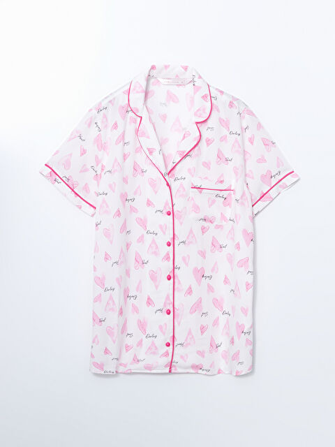 LCW DREAM Gömlek Yaka Baskılı Kadın Pijama Üstü
