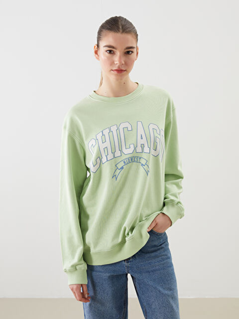 LCWAIKIKI Classic Crew Neck Printed Oversize Women's Sweatshirt - S5EF03Z8-FPQ