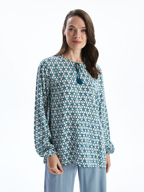 LCW Grace Bağlamalı Yaka Desenli Kadın Bluz - S5EF17Z8-774