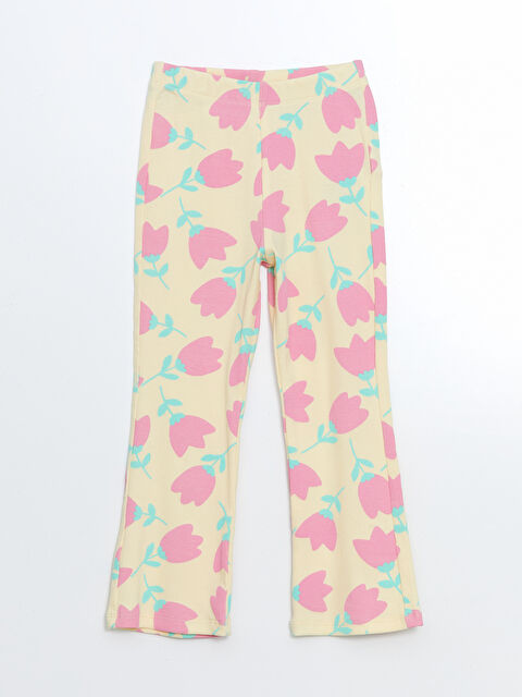 LCW Kids Beli Lastikli Çiçekli İspanyol Paça Kız Çocuk Tayt - S5EF19Z1-LUG