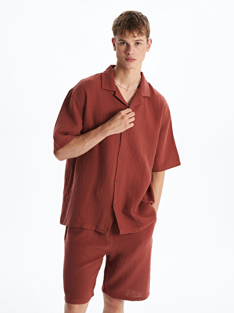 XSIDE Resort Yaka Kısa Kollu Müslin Erkek Gömlek - S5EF75Z8-HKB