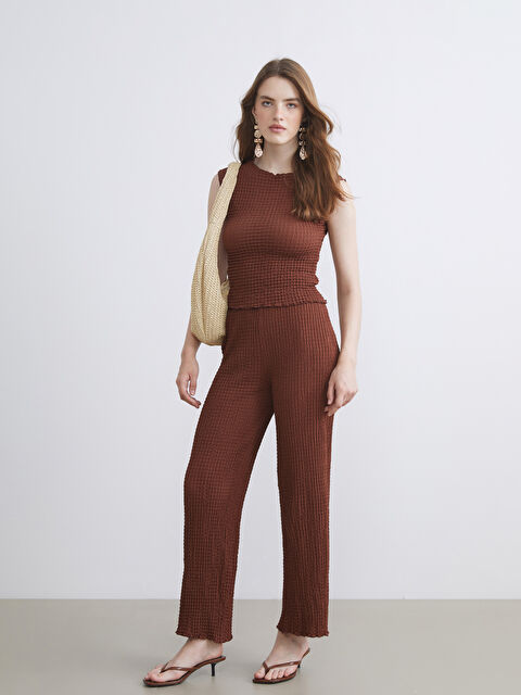 LCW Vision Beli Lastikli Dokulu Kadın Pantolon - S5EG18Z8-HHB