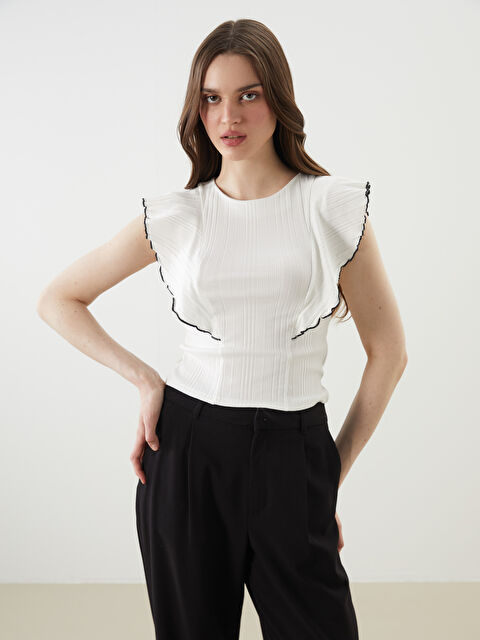 LCW Vision Блузка из модальной смеси с круглым вырезом для женщин - S5EG24Z8-R9J