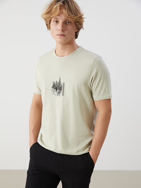 XSIDE Bisiklet Yaka Baskılı Penye Erkek Tişört - S5EG76Z8-G4W