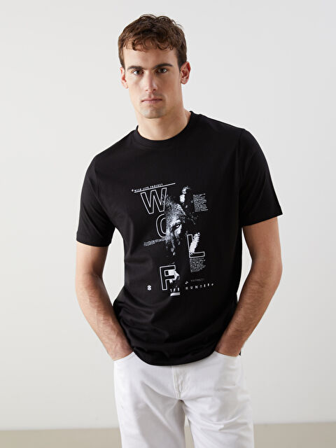 XSIDE Bisiklet Yaka Baskılı Penye Erkek Tişört - S5EG79Z8-CVL