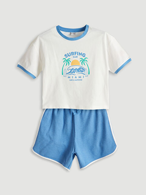 LCW Kids Bisiklet Yaka Kız Çocuk Tişört ve Şort - S5EH81Z4-R9J