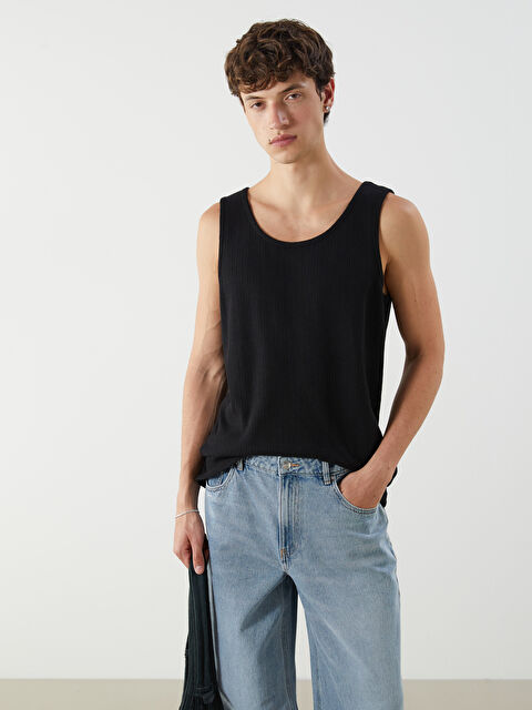 XSIDE Bisiklet Yaka Erkek Dokulu Kolsuz Tişört - S5EI16Z8-CVL