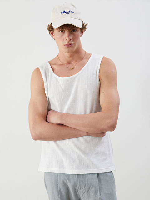 XSIDE Bisiklet Yaka Erkek Dokulu Kolsuz Tişört - S5EI16Z8-EEW