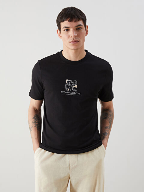 XSIDE Bisiklet Yaka Kısa Kollu Baskılı Penye Erkek Tişört - S5EI84Z8-CVL