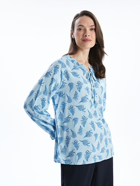 LCW Grace Bağlamalı Yaka Desenli Kadın Bluz - S5EJ03Z8-LQQ