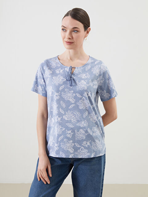 LCW Grace Bağlamalı Yaka Çiçekli Bluz - S5EK32Z8-LQQ