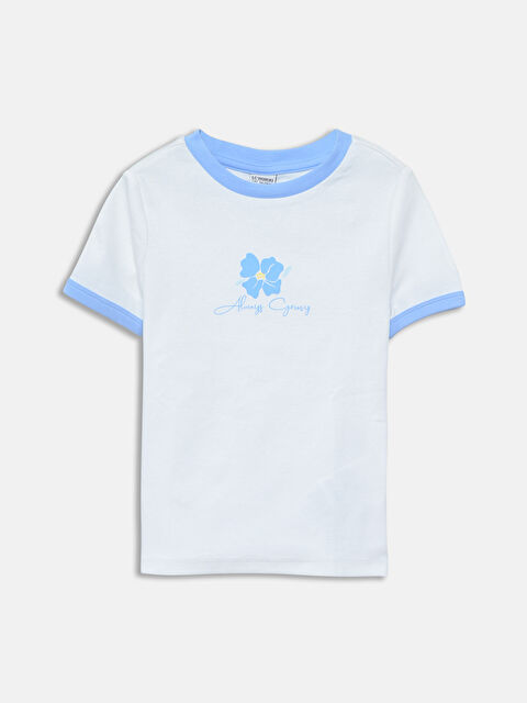 LCW Kids Crew Neck Floral Girls' Crop T-Shirt - S5EL57Z4-FFB