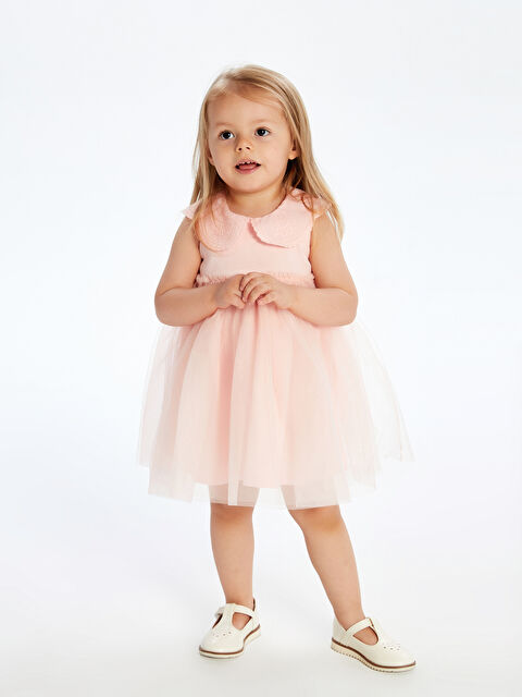 LCW baby Bebe Yaka Tül Kız Bebek Elbise - S5EM03Z1-FUT