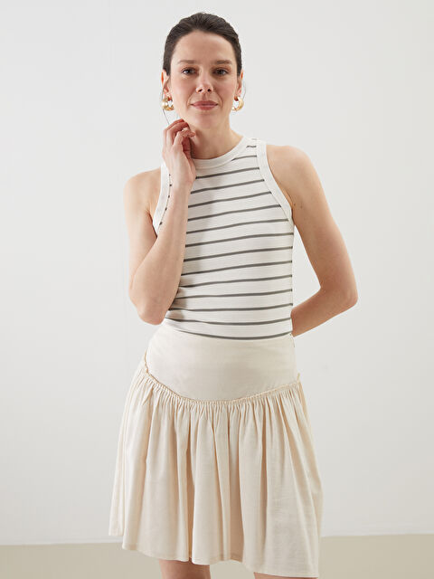 LCWAIKIKI Classic Bisiklet Yaka Çizgili Kadın Atlet - S5EM12Z8-LGE