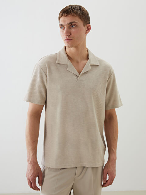 LCW Vision Textured Fabric Men's V-Neck T-Shirt - S5EM34Z8-HZZ