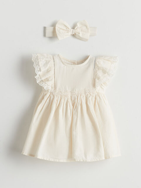 LCW baby Poplin Kız Bebek Elbise ve Saç Bandı 2'li - S5EM43Z1-FDU