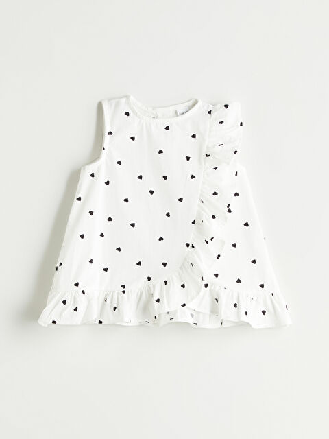 LCW baby Bisiklet Yaka Kalp Baskılı Kız Bebek Bluz - S5EM79Z1-LRA