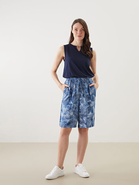 LCW Grace Elasticated Waist Patterned Women's Shorts