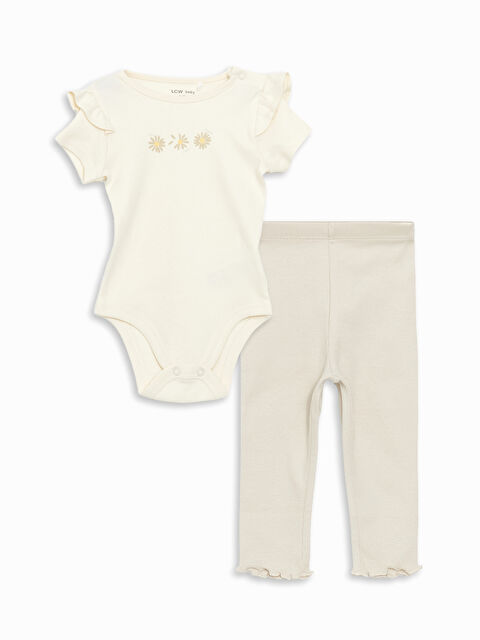 LCW baby Organic Fabric Baby Girls Snap-Button Bodysuit and Leggings 2 Pack - S5EO67Z1-FDL