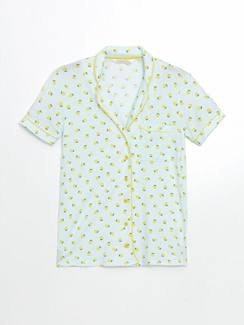 LCW DREAM Gömlek Yaka Desenli Kadın Pijama Üst - S5EO98Z8-LQK