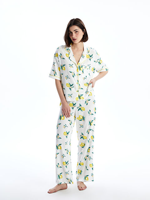 LCW DREAM Button-Down Collar Printed Women's Pyjama Set - S5EP28Z8-LU8
