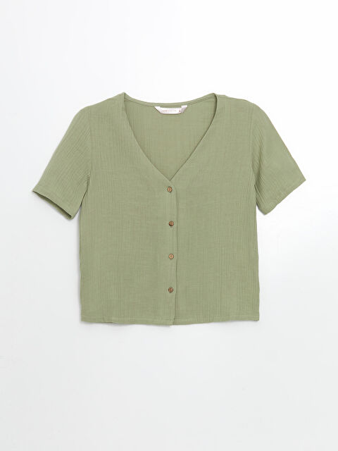 LCW DREAM V Yaka Dokulu Kadın Pijama Üstü - S5EP73Z8-GHY