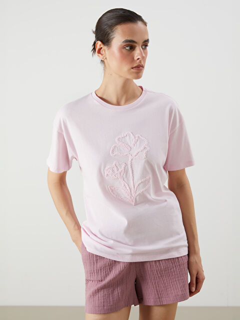 LCW Vision Bisiklet Yaka Çiçekli Kadın Tişört - S5EQ32Z8-JH4