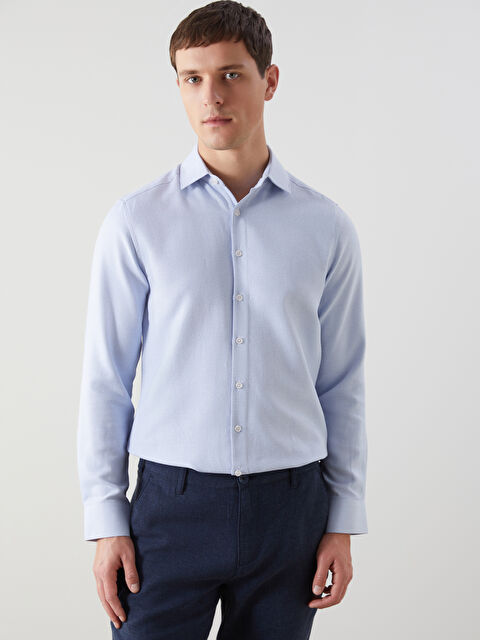 LCW BUSINESS Slim Fit Uzun Kollu Armürlü Erkek Gömlek - S5EQ82Z8-CZA