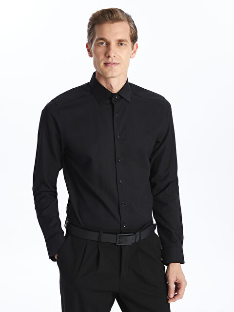 LCW BUSINESS Slim Fit Uzun Kollu Armürlü Erkek Gömlek - S5EQ96Z8-RQL