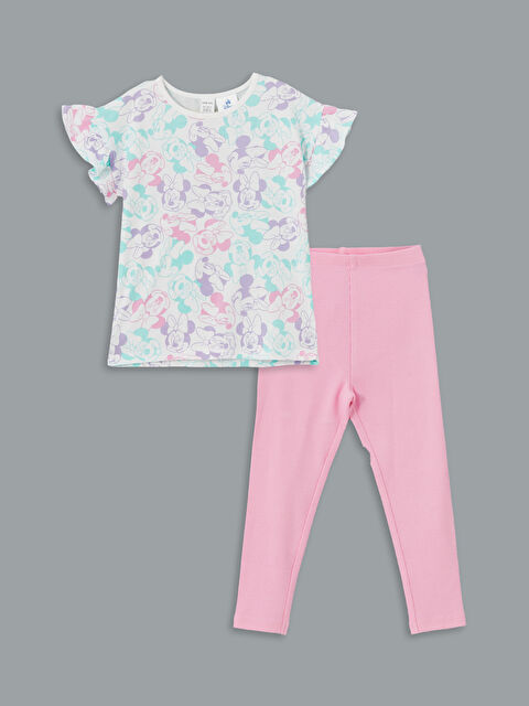 LCW baby Minnie Mouse Baskılı Kız Bebek Tişört ve Tayt 2'li - S5ER05Z1-LRA