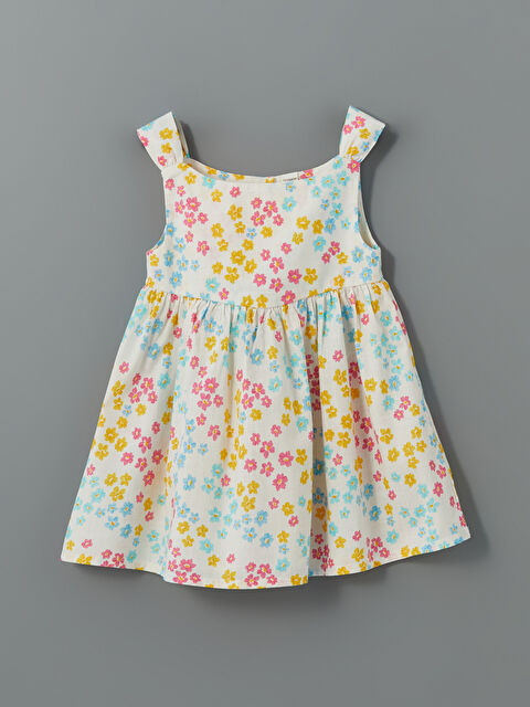 LCW Kids Bisiklet Yaka Çiçekli Kız Çocuk Keten Elbise - S5ER36Z1-LRA