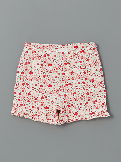 LCW baby Beli Lastikli Çiçekli Kız Bebek Şort - S5ES45Z1-LRA