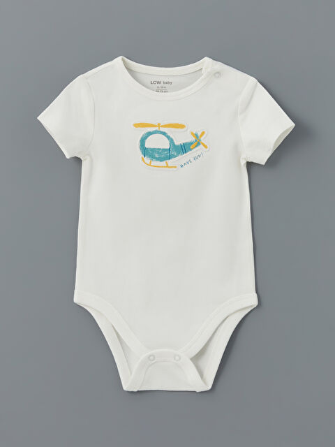 LCW baby Bisiklet Yaka Baskılı Erkek Bebek Çıtçıtlı Body - S5ES54Z1-FDU
