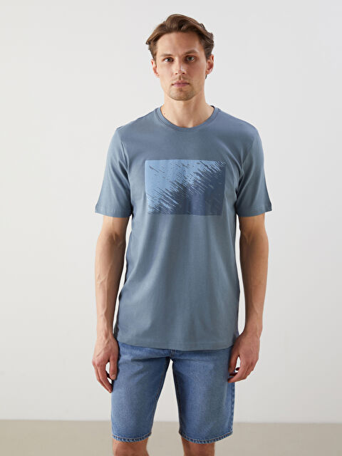 LCWAIKIKI Classic Bisiklet Yaka Kısa Kollu Baskılı Penye Erkek Tişört - S5ET11Z8-Y0L