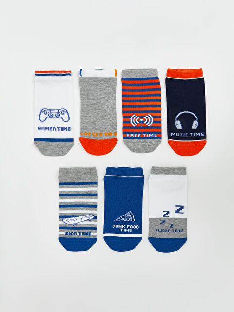 LCW Kids Desenli Erkek Çocuk Patik Çorap 7'li - S5ET50Z4-K00