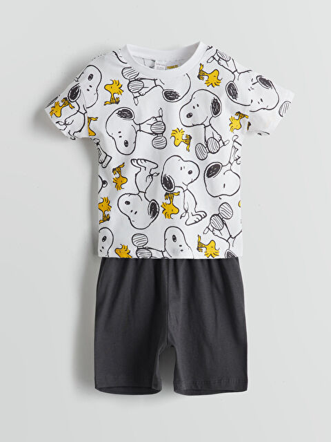 LCW baby Snoopy Baskılı Erkek Bebek Şortlu Takım - S5EU31Z1-LRA