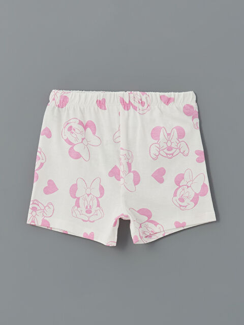 LCW baby Beli Lastikli Minnie Mouse Baskılı Kız Bebek Şort - S5EU33Z1-LRA