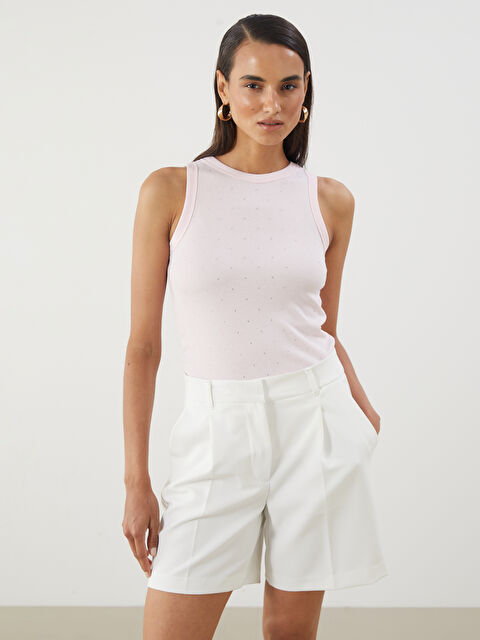 LCWAIKIKI Classic Bisiklet Yaka Taşlı Kadın Atlet - S5EU60Z8-FSM