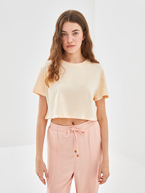 LCW ECO Bisiklet Yaka Kadın Crop - S5EV13Z8-FRU