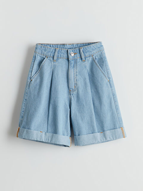 LCW Kids Beli Ayarlanabilir Lastikli Kız Çocuk Jean Şort - S5EV24Z4-311