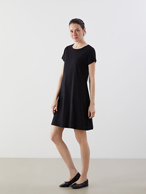 LCW Comfort Crew Neck Women's Mini Dress - S5EV94Z8-CVL