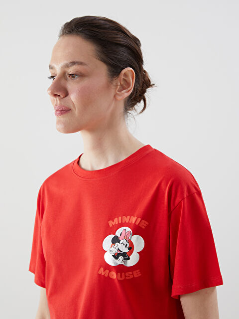 LCW Comfort Ženska majica okruglog izreza sa otiskom Minnie Mouse