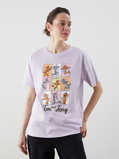 LCW Comfort Majica sa okruglim izrezom Tom i Džeri štampana za žene