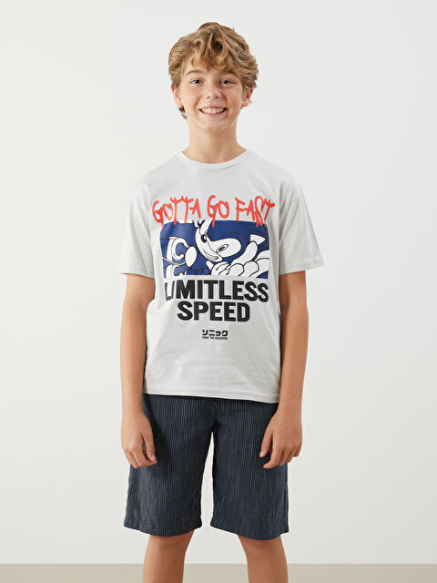 LCW Kids Bisiklet Yaka Sonic Baskılı Erkek Çocuk Tişört - S5EY98Z4-G4K