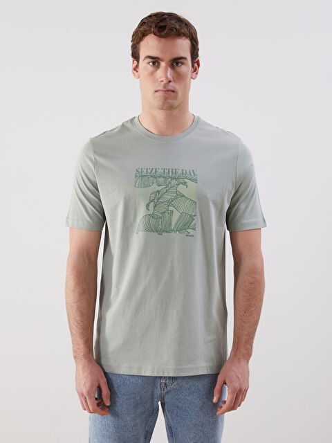 LCWAIKIKI Classic Bisiklet Yaka Baskılı Penye Erkek Tişört - S5FA34Z8-YY6