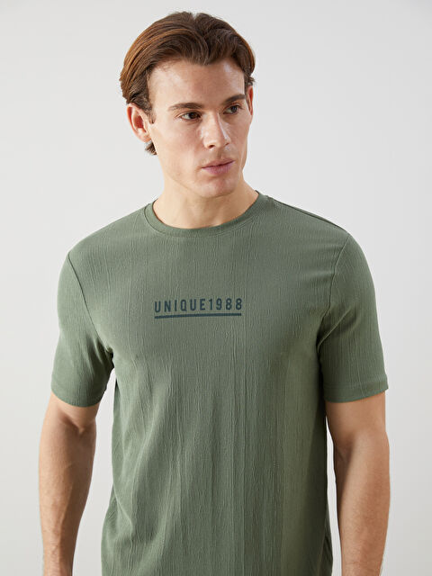 LCWAIKIKI Classic Bisiklet Yaka Kısa Kollu Baskılı Erkek Tişört - S5FA56Z8-GRY