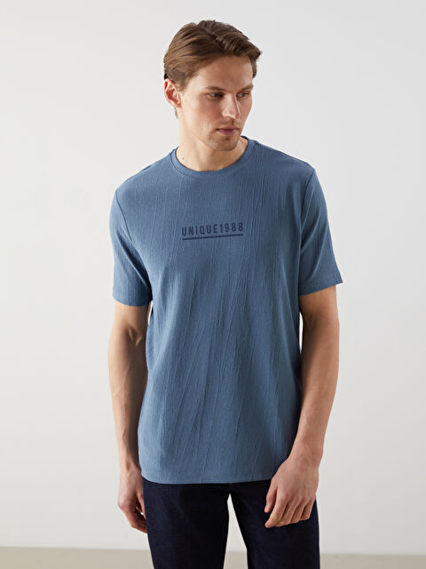 LCWAIKIKI Classic Bisiklet Yaka Kısa Kollu Baskılı Erkek Tişört - S5FA56Z8-Z3W