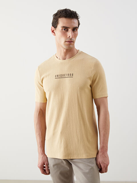 LCWAIKIKI Classic Bisiklet Yaka Kısa Kollu Baskılı Erkek Tişört - S5FA56Z8-Z3Y